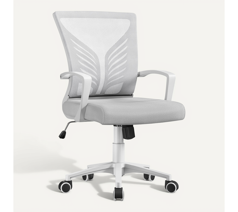 Lot De 2 Chaises De Bureau Ergonomiques Avec Sièges Inclinables Réglables En Hauteur, Gris Clair