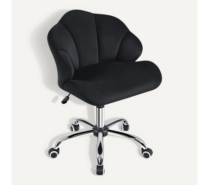 Chaise De Bureau En Velours Avec Dossier Inclinable Et Assise Réglable En Hauteur , Noir