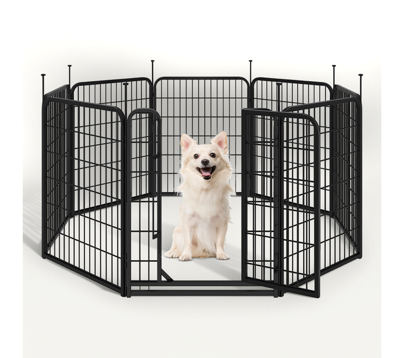 Parc Pour Chien En 8 Panneaux Enclos Pour Chien En Métal Avec Porte Verrouillable, Noir