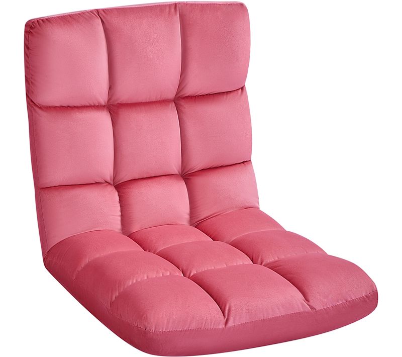 Chaise De Sol Pliable Réglable En 14 Positions Chaise Sans Pieds Bien Rembourré, Rose