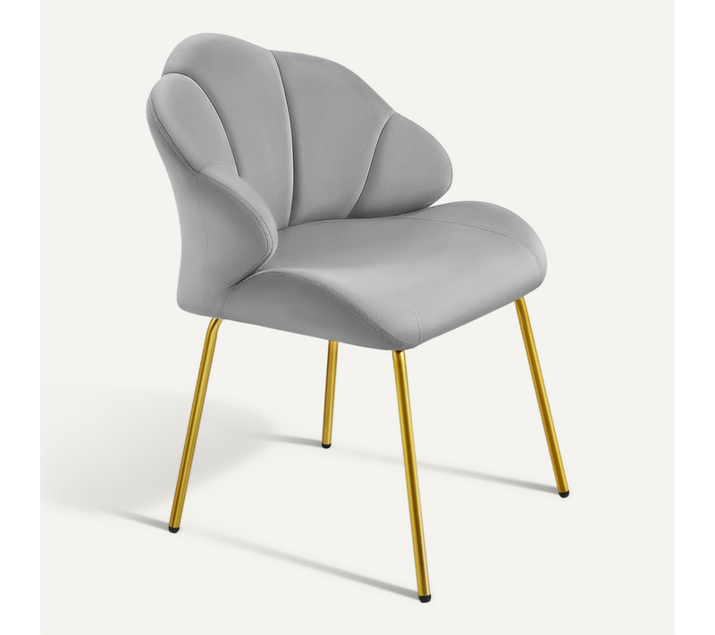 Chaise De Salon En Velours Avec Dossier Capitonné, Gris Clair