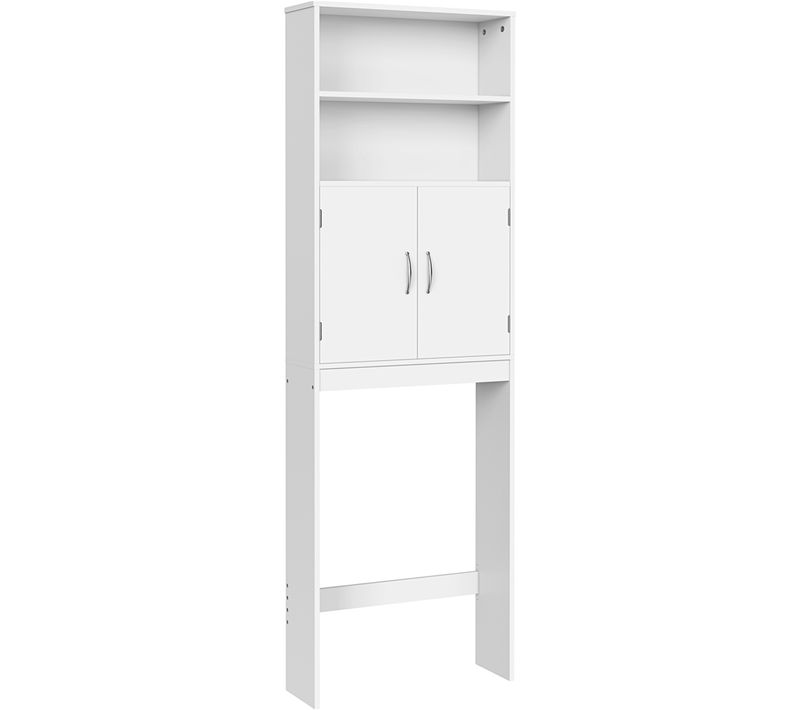 Meuble Dessus Wc Étagère De Toilettes Avec Portes Tablette Réglable En Hauteur, Blanc