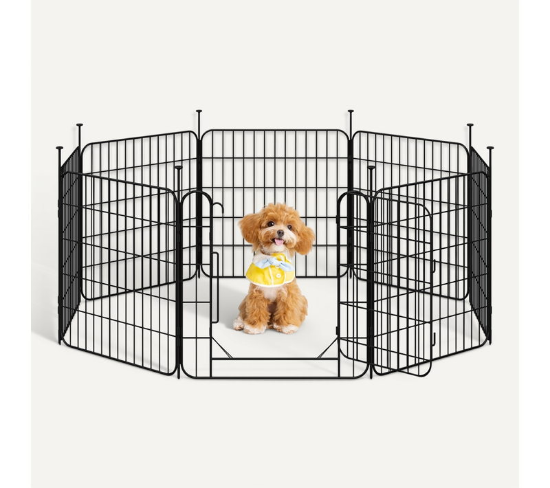 Parc Pour Chien Pliable En Métal Avec Porte Et Piquets Enclos Modulable, 60 × 60 Cm Noir