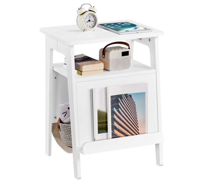 Table D'appoint Pour Chat Avec Lit Bout De Canapé En Bois Avec Niche Range-magazines Blanc