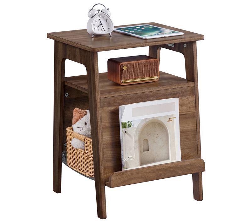 Table D'appoint Pour Chat Avec Lit Bout De Canapé En Bois Avec Niche Range-magazines Noyer