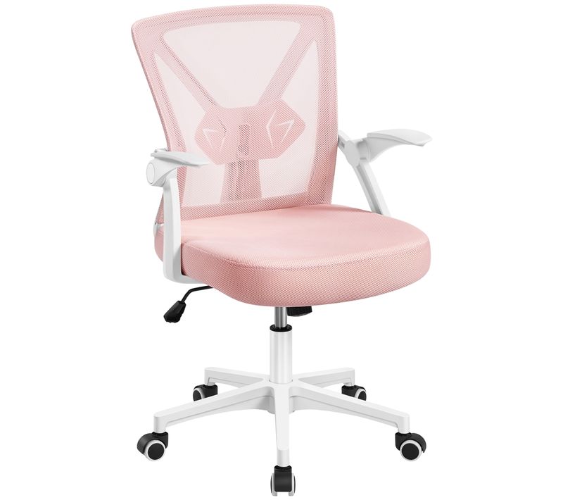 Chaise De Bureau En Maille Avec Support Lombaire Ajustable Assise Réglable En Hauteur, Rose
