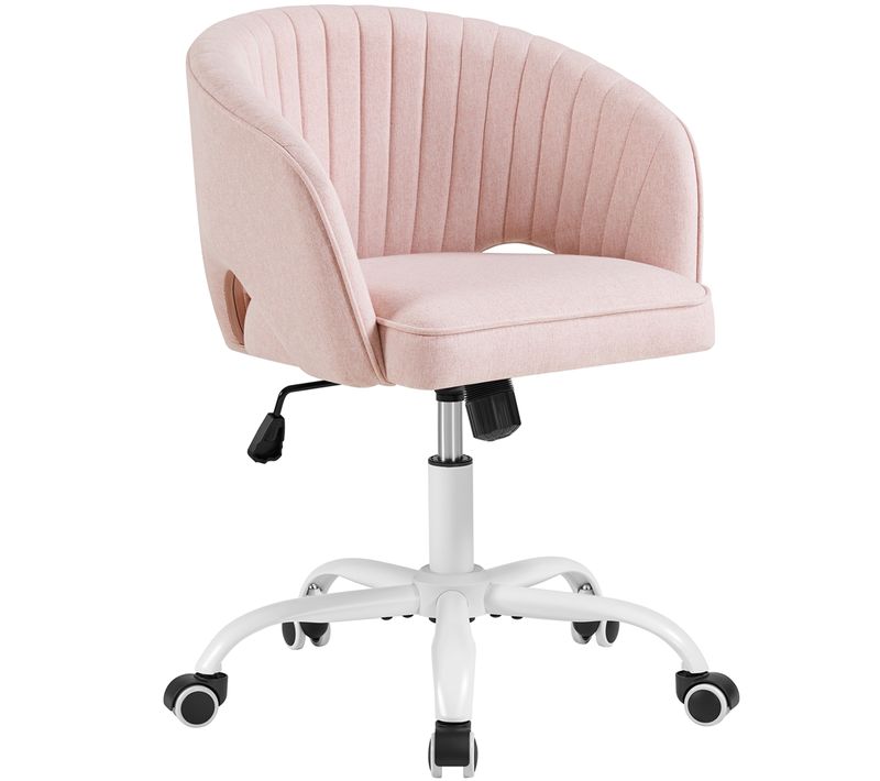 Chaise De Bureau Avec Dossier Capitonné à Canaux à Roulettes Assise Réglable En Hauteur Rose