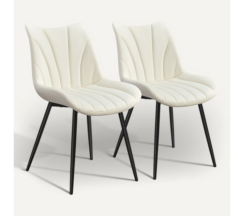 Lot De 2 Chaises De Salle à Manger Avec Assise En Velours Et Pieds En Métal Beige