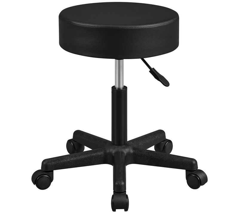 Tabouret de Bureau Chaise dactylo à Roulettes Hauteur Réglable Assise Rembourrée En Simili Noir