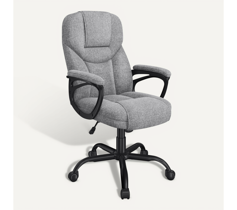 Fauteuil De Bureau En Tissu Avec Haut Dossier Et Assise Réglable En Hauteur Gris