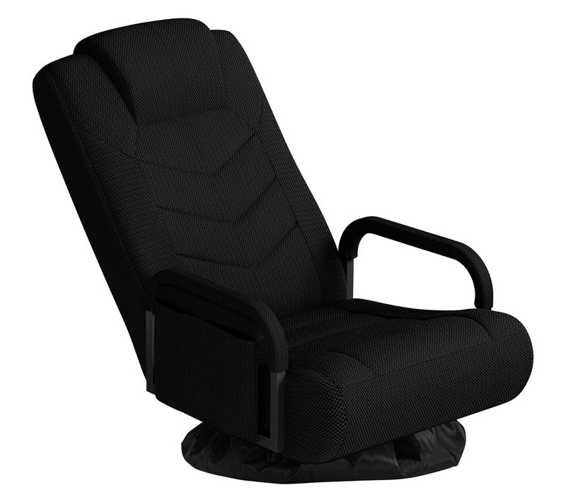 Fauteuil Gaming Au Sol Pivotant Avec Dossier Inclinable Et Coussin Appui-tête Noir