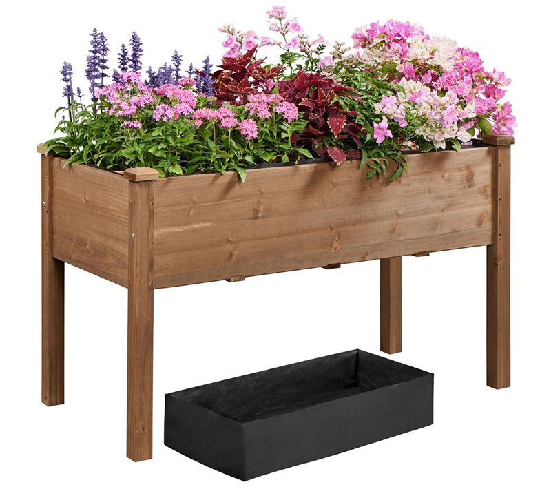 Carré Potager Sur Pied Bac Potager En Bois Jardinière Sur Pied Extérieur Intérieur Marron Foncé