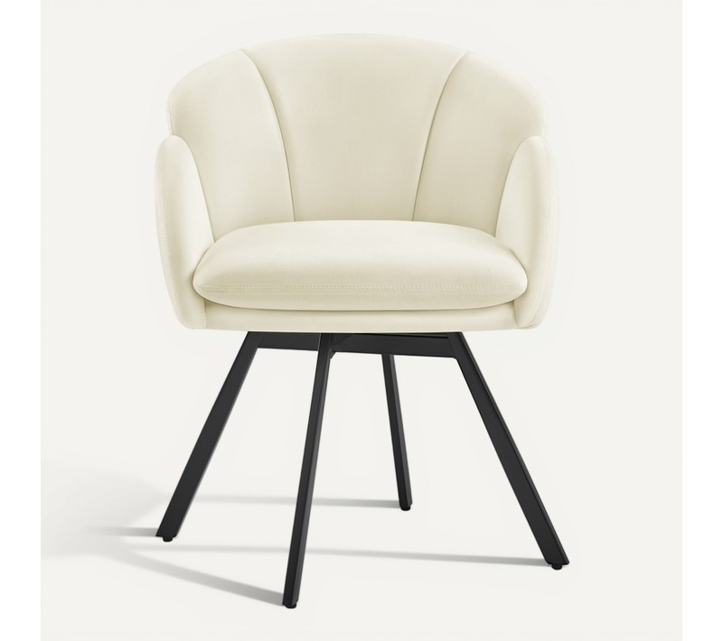 Chaise De Salon Design Fleur En Velours Rotatif à 360° Beige