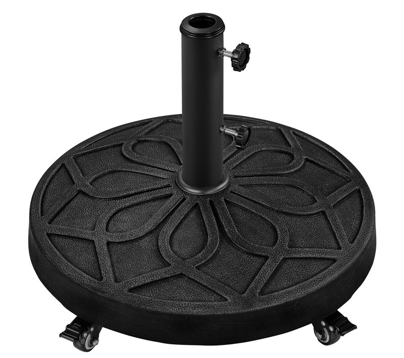 Pied De Parasol Rond De 21 Kg Pour Extérieur Avec Roulettes Noir