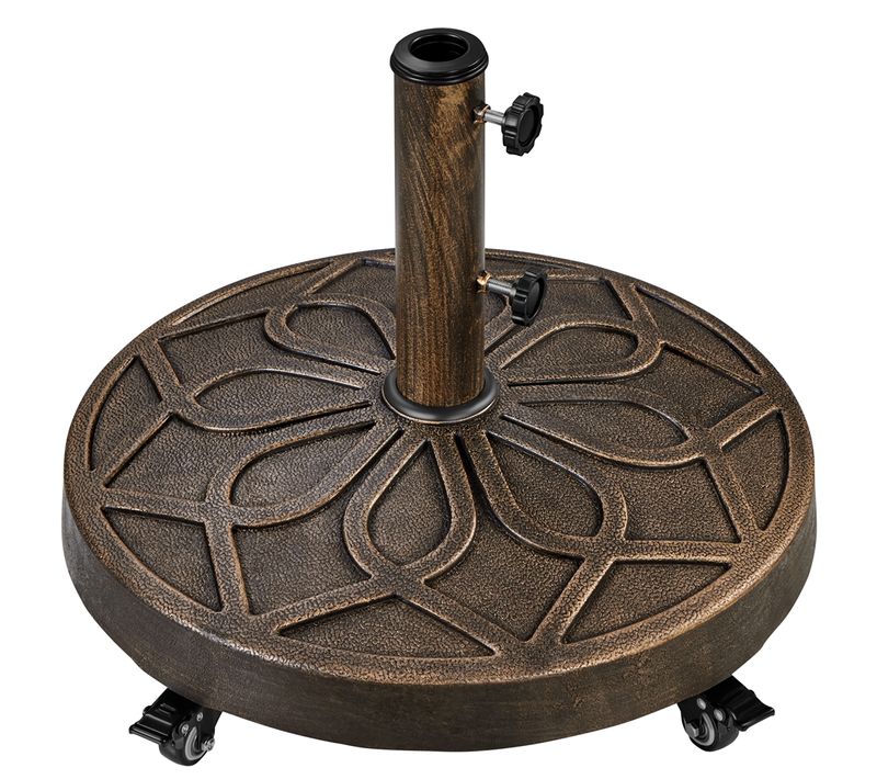 Pied De Parasol Rond De 22 Kg Pour Extérieur Avec Roulettes Bronze