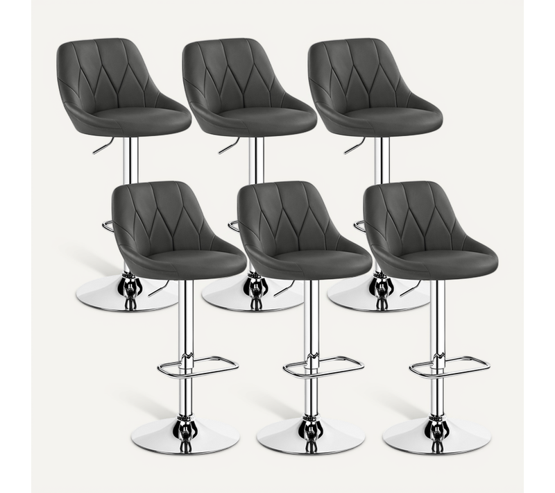 Lot De 6 Tabourets De Bar Moderne Avec Assise Pivotante Réglable En Hauteur Gris Foncé