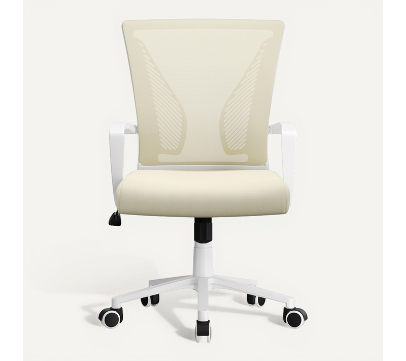 Fauteuil De Bureau Ergonomique En Maille à Roulettes Réglable En Hauteur Beige