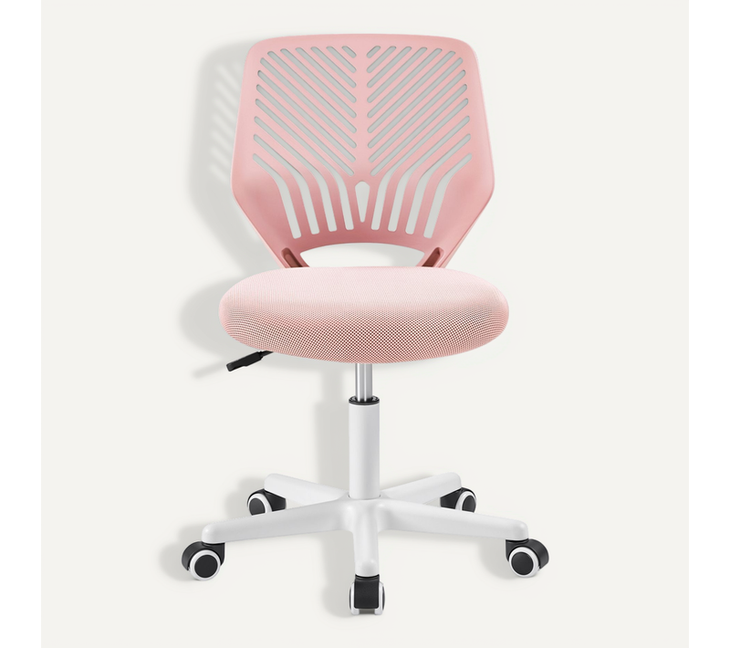 Chaise De Bureau Sans Accoudoirs à Roulettes Réglable En Hauteur Rose