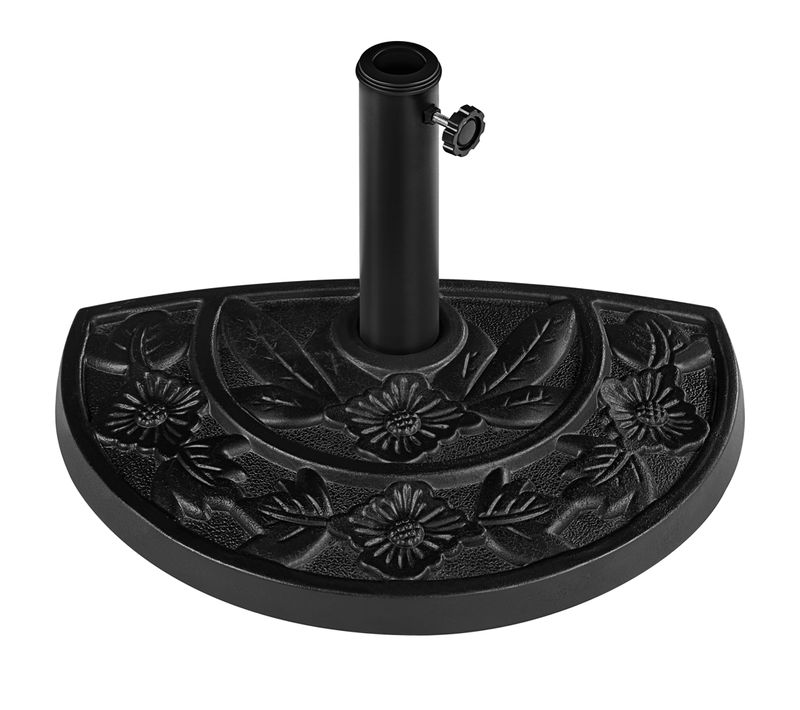 Pied De Parasol Extérieur Demi-cercle à Motif Floral Noir 9 Kg