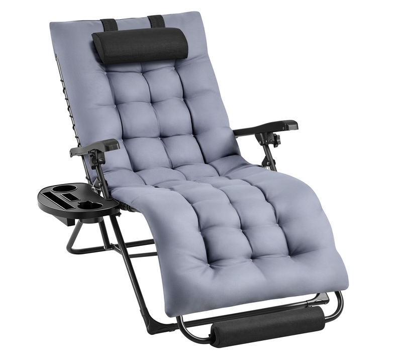 Fauteuil De Jardin Zéro Gravité Extensible Avec Coussin Gris Foncé