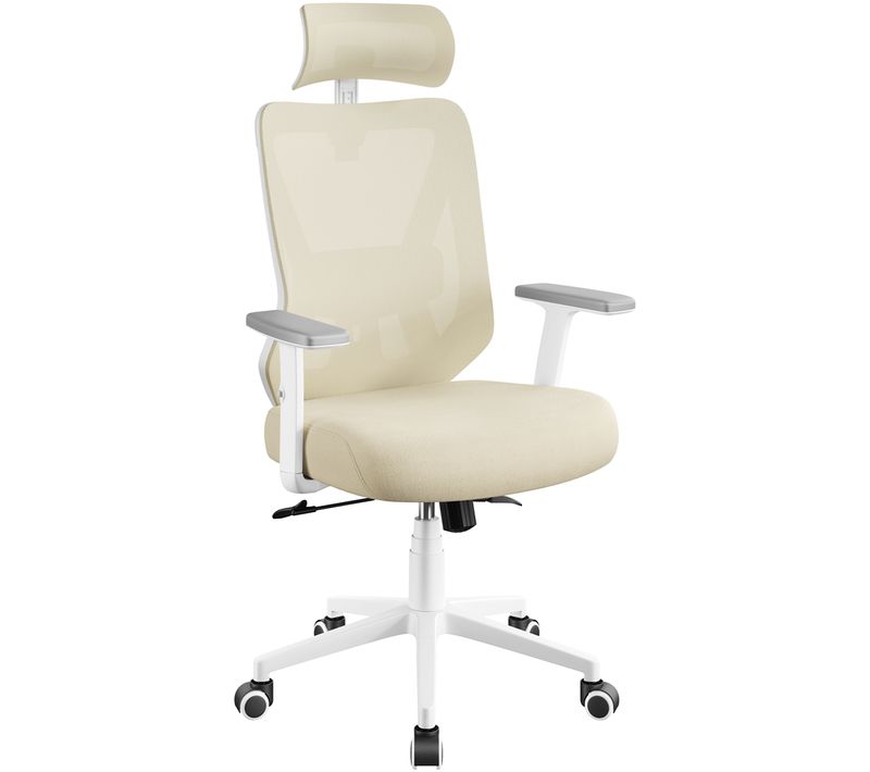 Chaise De Bureau Ergonomique Inclinaison Pivotantes Charge 136 Kg Beige