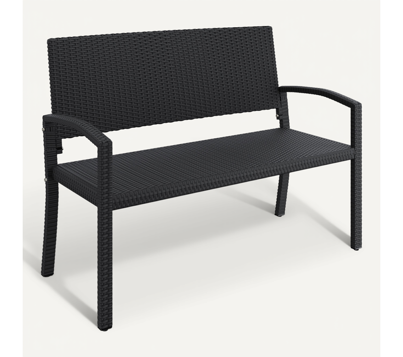 Banc De Jardin Extérieur En Pehd Avec Accoudoirs Noir