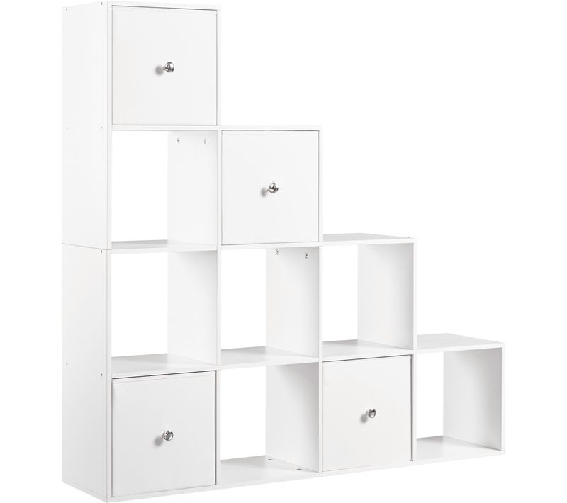 Bibliothèque 10 Cubes Avec 4 Paniers De Rangement Pour 120–200 Livres Blanc