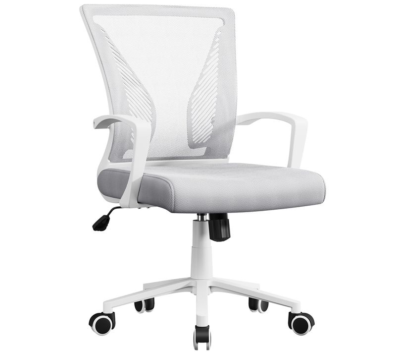 Chaise Bureau En Mesh Inclinable Pivotant Assise Réglable 35-45 Cm Charge 136 Kg Gris Clair