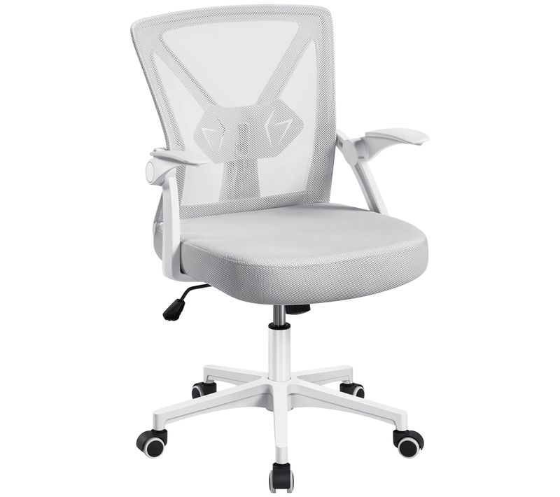 Chaise De Bureau En Mesh Réglable En Hauteur Accoudoirs Relevables Gris Clair
