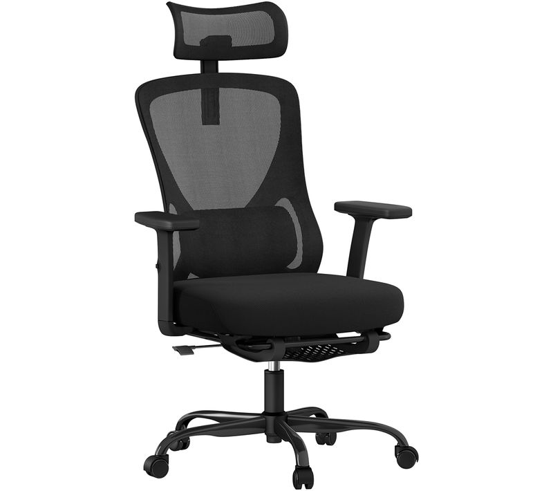 Chaise De Bureau Ergonomique En Maille Respirante Avec Appui-tête, Repose-pieds Et Charge 150 Kg