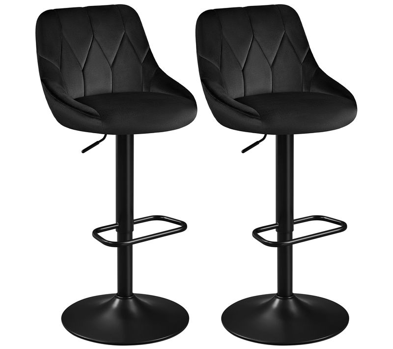 Lot De 2 Chaises Hautes Pivotantes En Velours Avec Hauteur Réglable Et Base Antidérapante