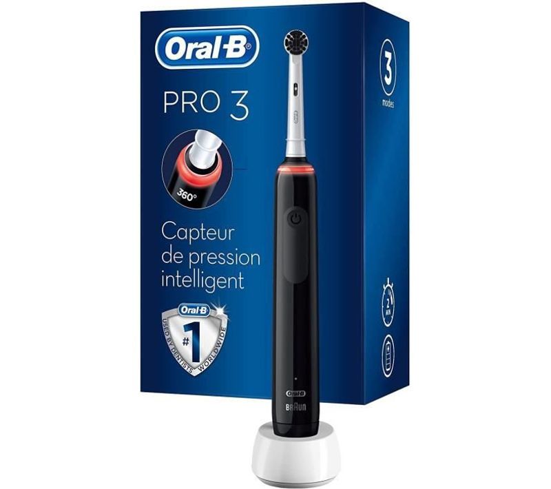 Brosse À Dents Électriques Rechargeable Pro 3 3000 - 1 Manche Capteur De Pression Et 1 Brossette