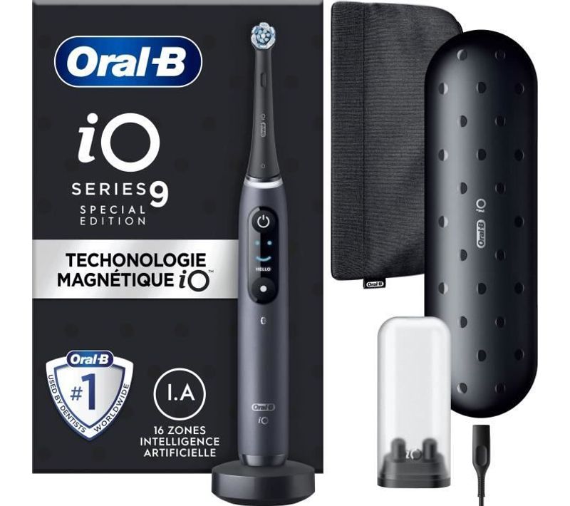 Brosse à Dents Électrique Io 9 - 1 Brossette - 1 Étui De Voyage Chargeur - 1 Pochette Magnétique