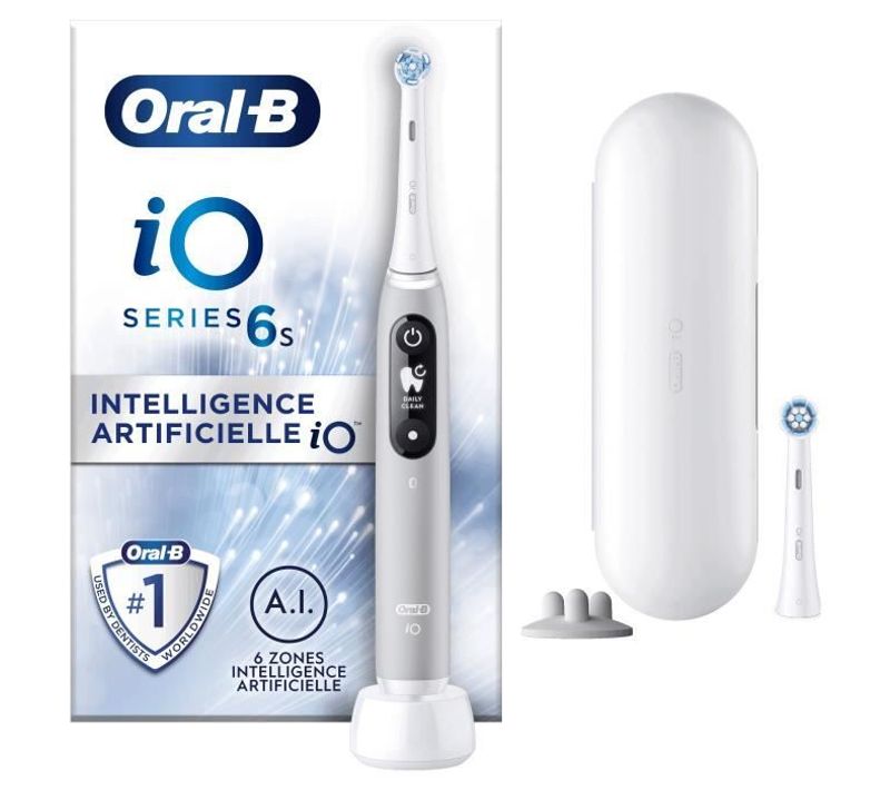 Io 6s Brosse à Dents Électrique Connectée Bluetooth Grise, 2 Brossettes, 1 Étui De Voyage