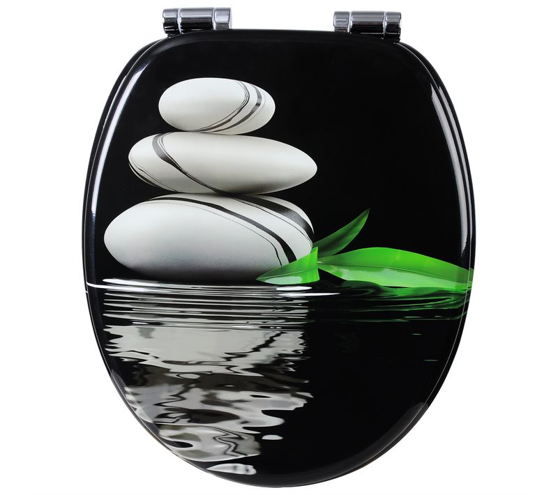 Abattant De Toilette En Mdf Avec Charnière Zinguée.couvercle De Wc.43.2x37.6cm.pierre Noir