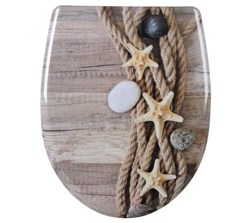 Abattant De Toilette En Duroplast Avec Charnière.couvercle De Wc.45.5x37.1cm.corde De Chanvre