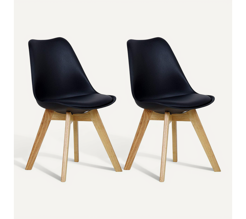 Lot De 2 Chaise De Salle à Manger. Chaise De Cuisine. Pied En Bois. Style Nordique. Noir
