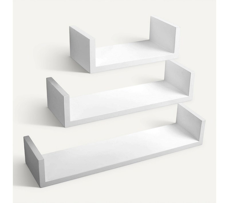Lot De 3 Etagères Murales Flottantes De Cd - Bois Mdf - Blanc - Epaisseur 2 Cm
