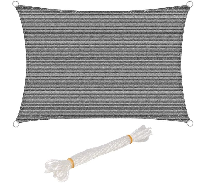 Voile D’ombrage 3x5m Rectangulaire En Hdpe.Protection Contre Le Soleil.Gris