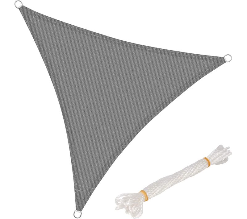 Voile D’ombrage 3.6x3.6x3.6m Triangulaire En Hdpe. Protection Contre Le Soleil .Gris