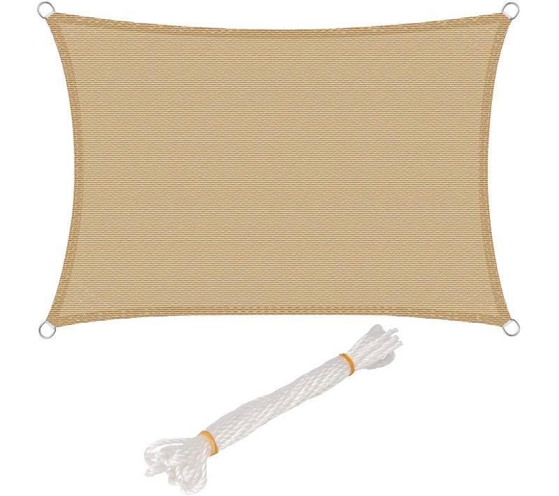 Voile D’ombrage Rectangulaire 3x4m En Hdpe.protection Contre Le Soleil. Sable