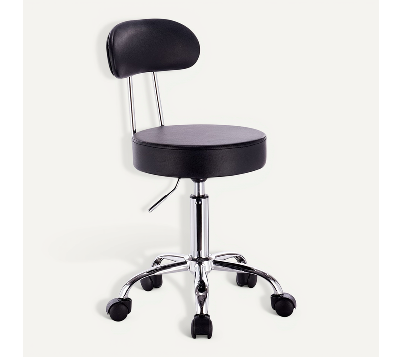 Tabouret De Bar Tabouret De Travail à Roulettes Chaise De Bureau Avec Dossier Noir