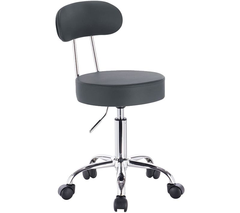 Tabouret De Bar Pivotant Tabouret De Travail à Roulettes Chaise De Bureau Avec Dossier Gris