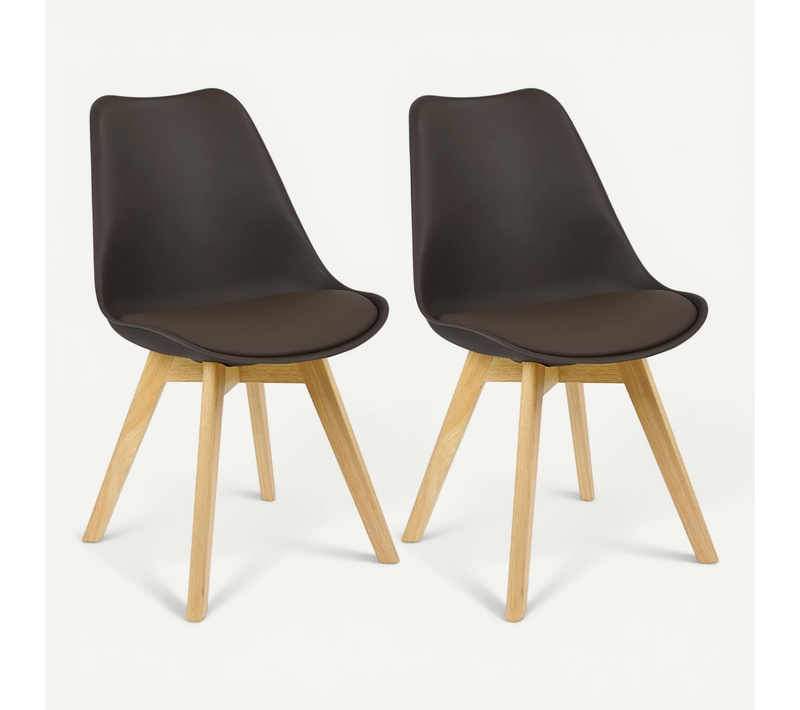 2x Chaises De Salle à Manger Cuisine/Salon Chaises.Design En Similicuir Et Bois Massif.Brun