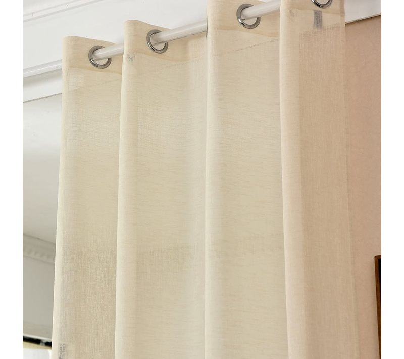 1 Pièces Rideaux Semi-transparents. Voilage à Oeillets. 140x225cm. Sable. Vh5862sd