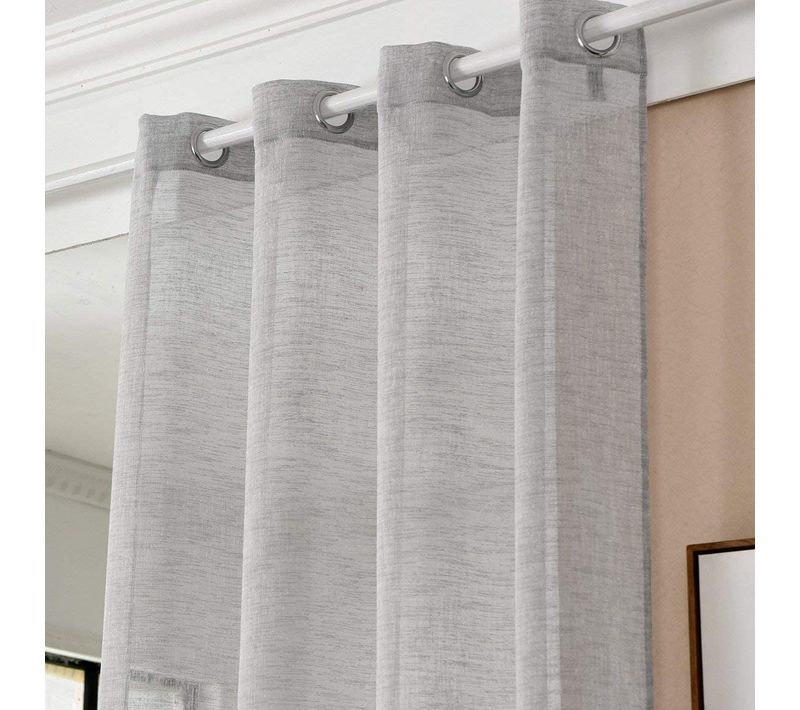 1 Pièces Rideaux Semi-transparents. Voilage à Oeillets. 140x225cm. Gris Clair. Vh5862hgr