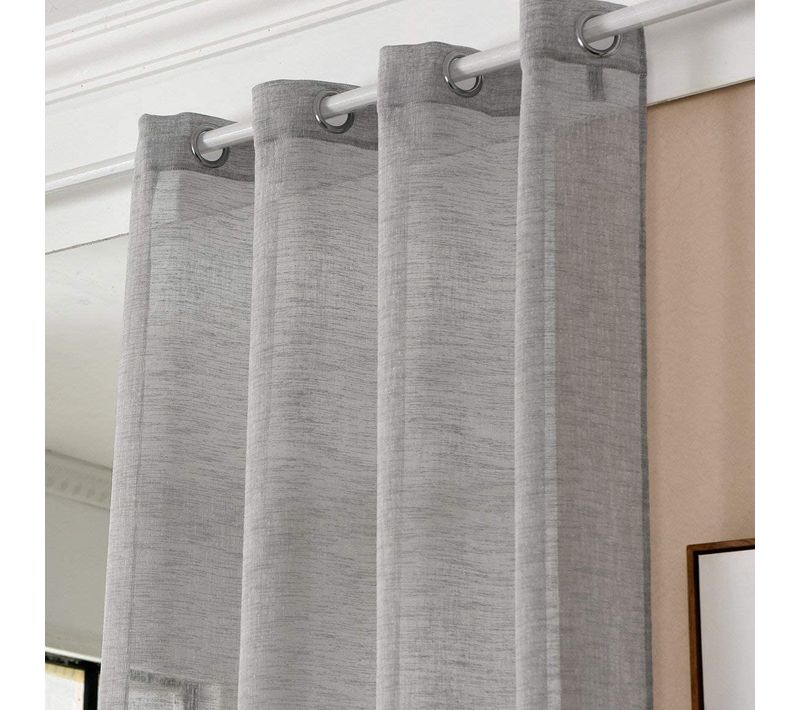 1 Pièces Rideaux Semi-transparents. Voilage à Oeillets. 140x225cm. Gris Foncé. Vh5862dgr