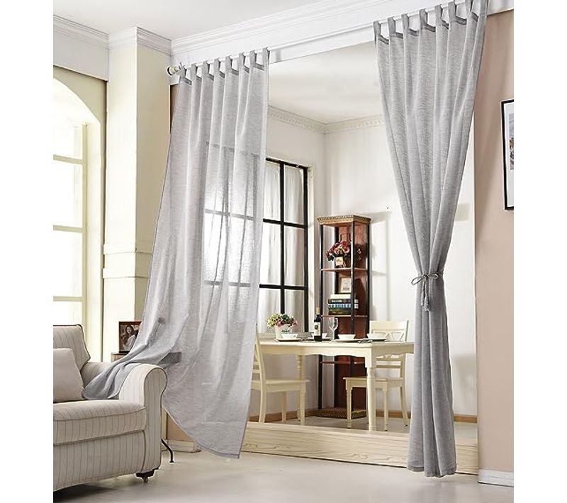 1 Pièce Rideau Voilage. Décoration Pour Fenêtre. Suspension à Pattes. 140x225 Cm. Gris Clair.