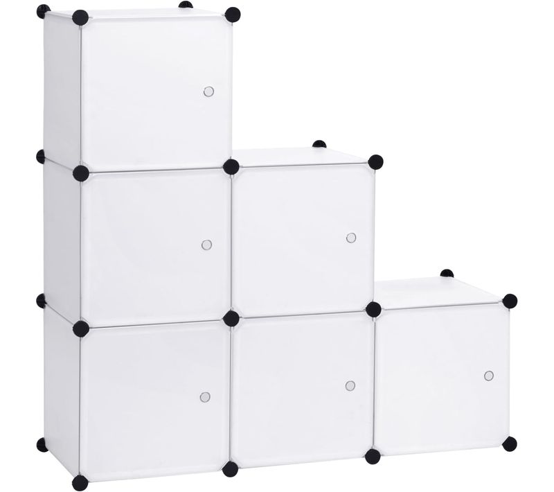 Armoire. Penderie Pour Le Stockage De Vêtements/Livres. Étagère De Rangement Diy. 6 Cubes. Blanc