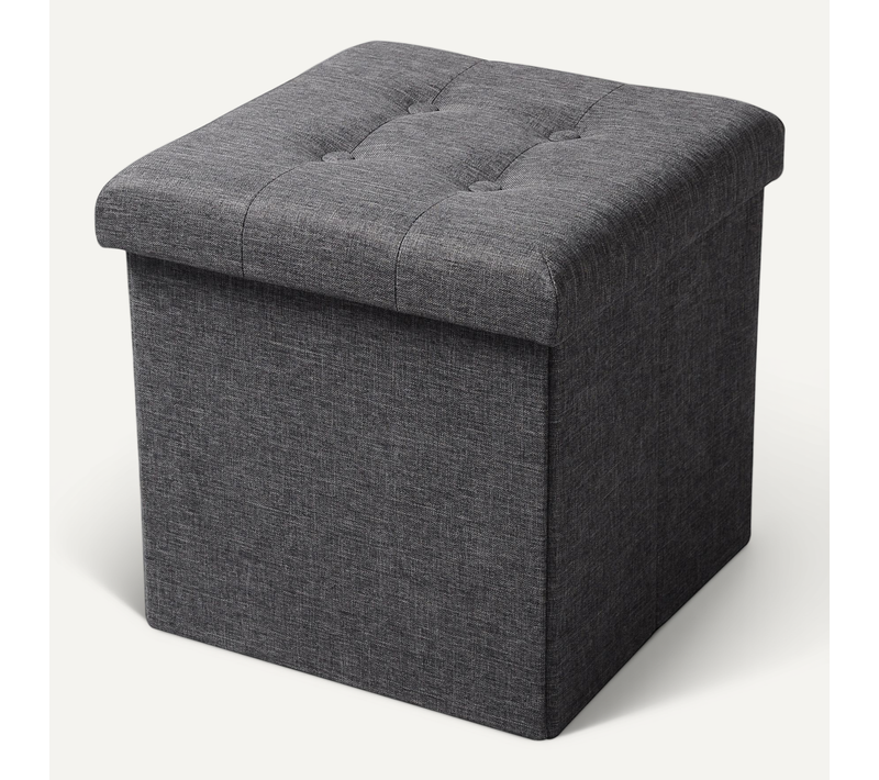 Tabouret Pouf Coffre Boîte De Rangement-siège Pliable-gagner De L'espace 37.5x37.5x38cm-gris Foncé
